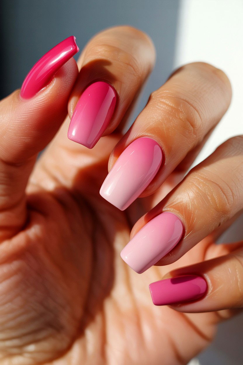 Pink Ombre Nails - 25 Pink Valentine's Day Nail Ideas