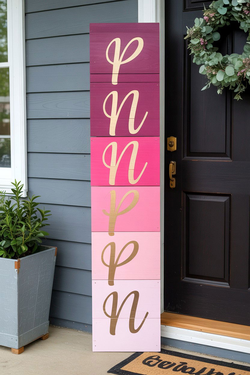 Pink Ombre Porch Sign - 25 Valentine's Day Porch Sign Ideas