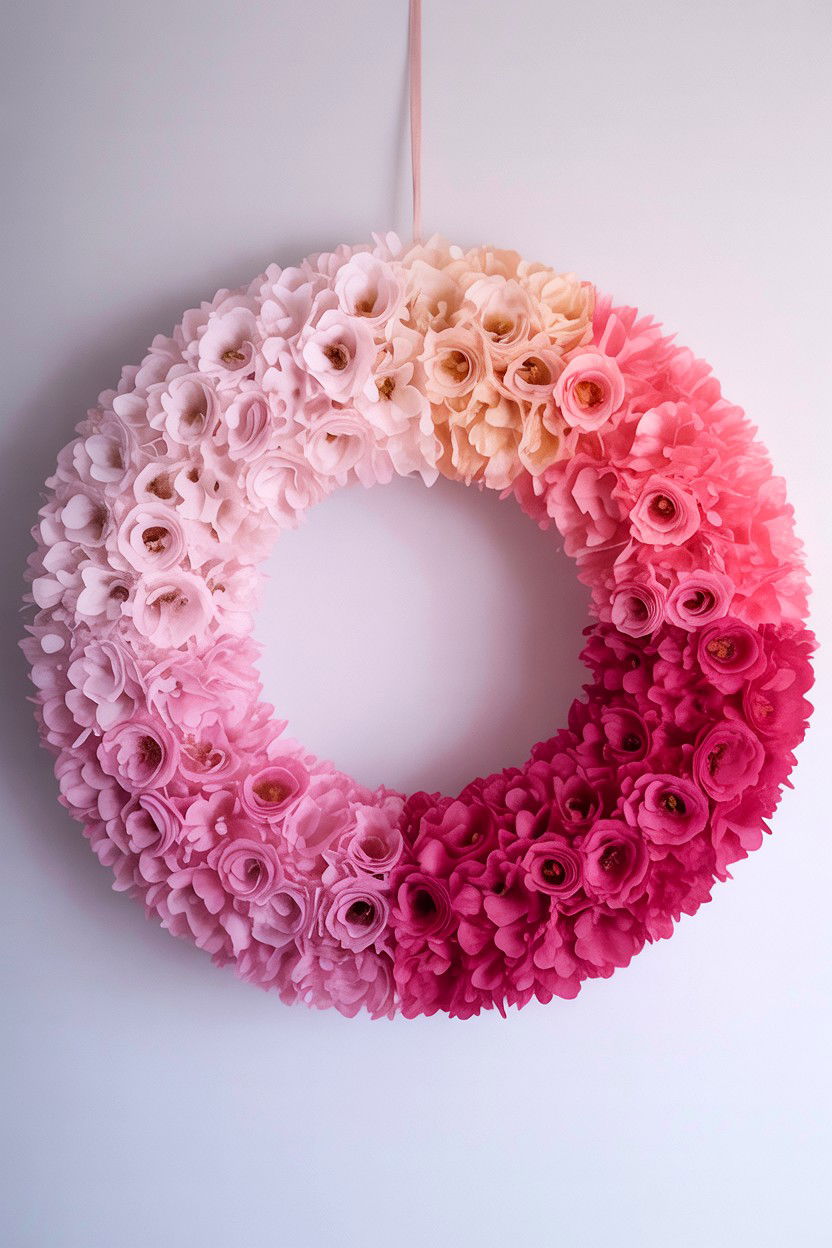 Pink Ombre Wreath - 25 Pink Valentine's Day Wreath Ideas