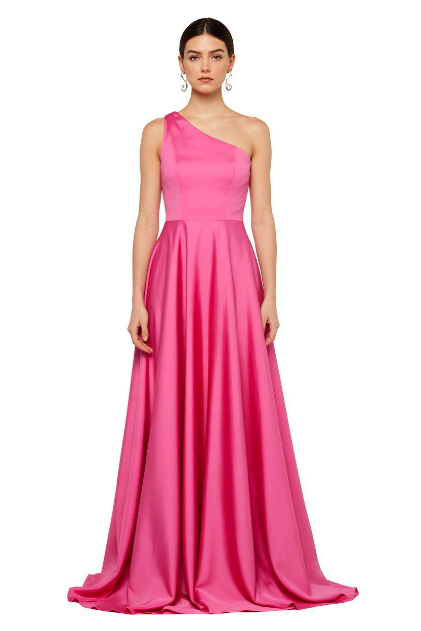 Pink One Shoulder Gown - 25 Pink Valentine's Day Outfits