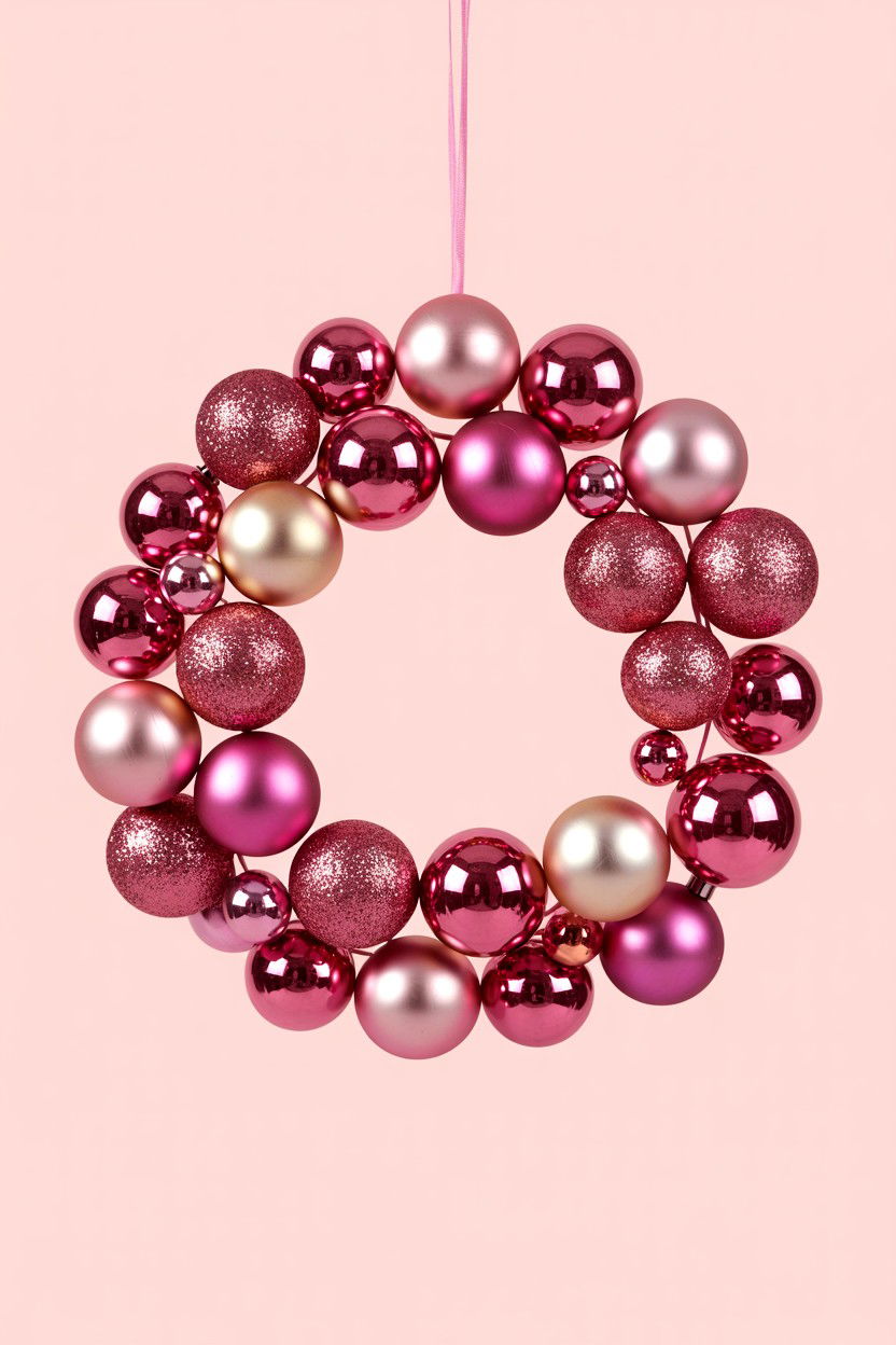 Pink Ornament Wreath - 25 Pink Valentine's Day Wreath Ideas