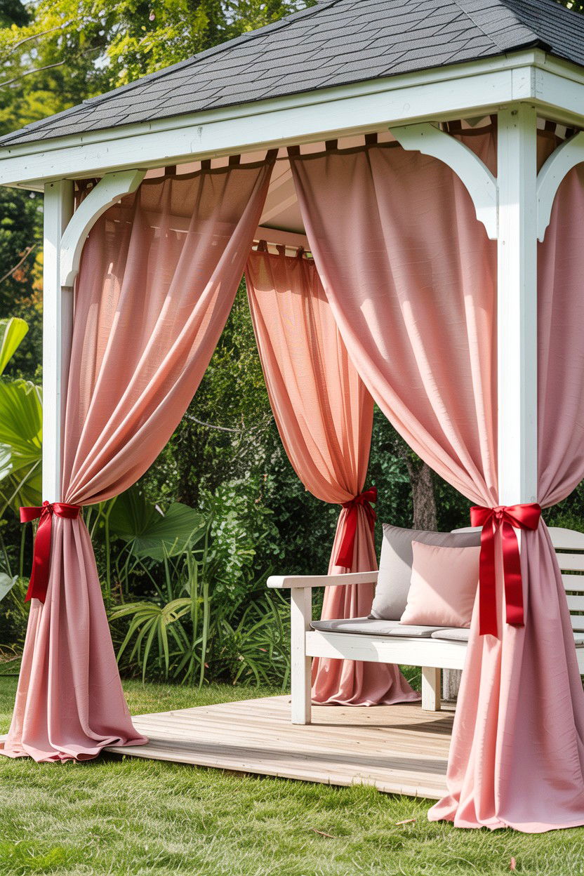 Pink Outdoor Curtains - 25 Valentine's Day Patio Decorating Ideas