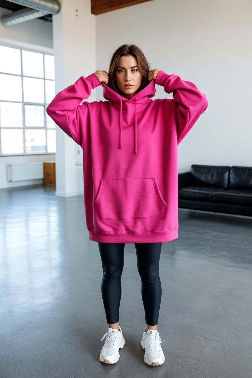 Pink Oversized Hoodie Look - 25 Casual Valentine's Day Outfits