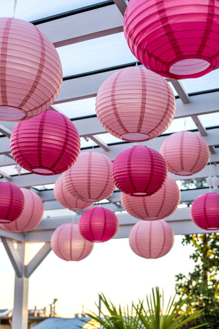 Pink Paper Lanterns - 25 Valentine's Day Patio Decorating Ideas