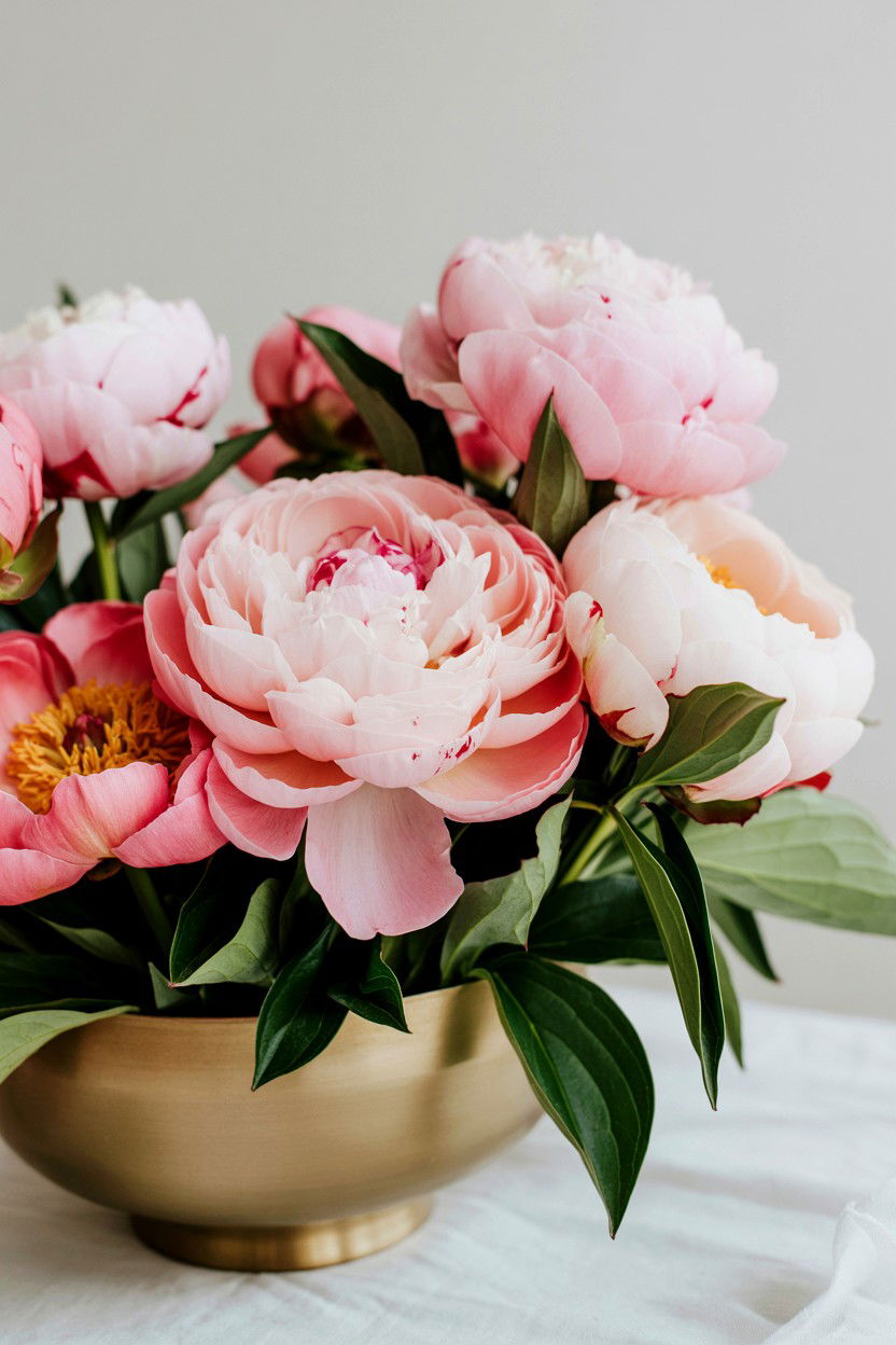Pink Peony Arrangement - 25 Valentine's Day Flower Centerpiece Ideas