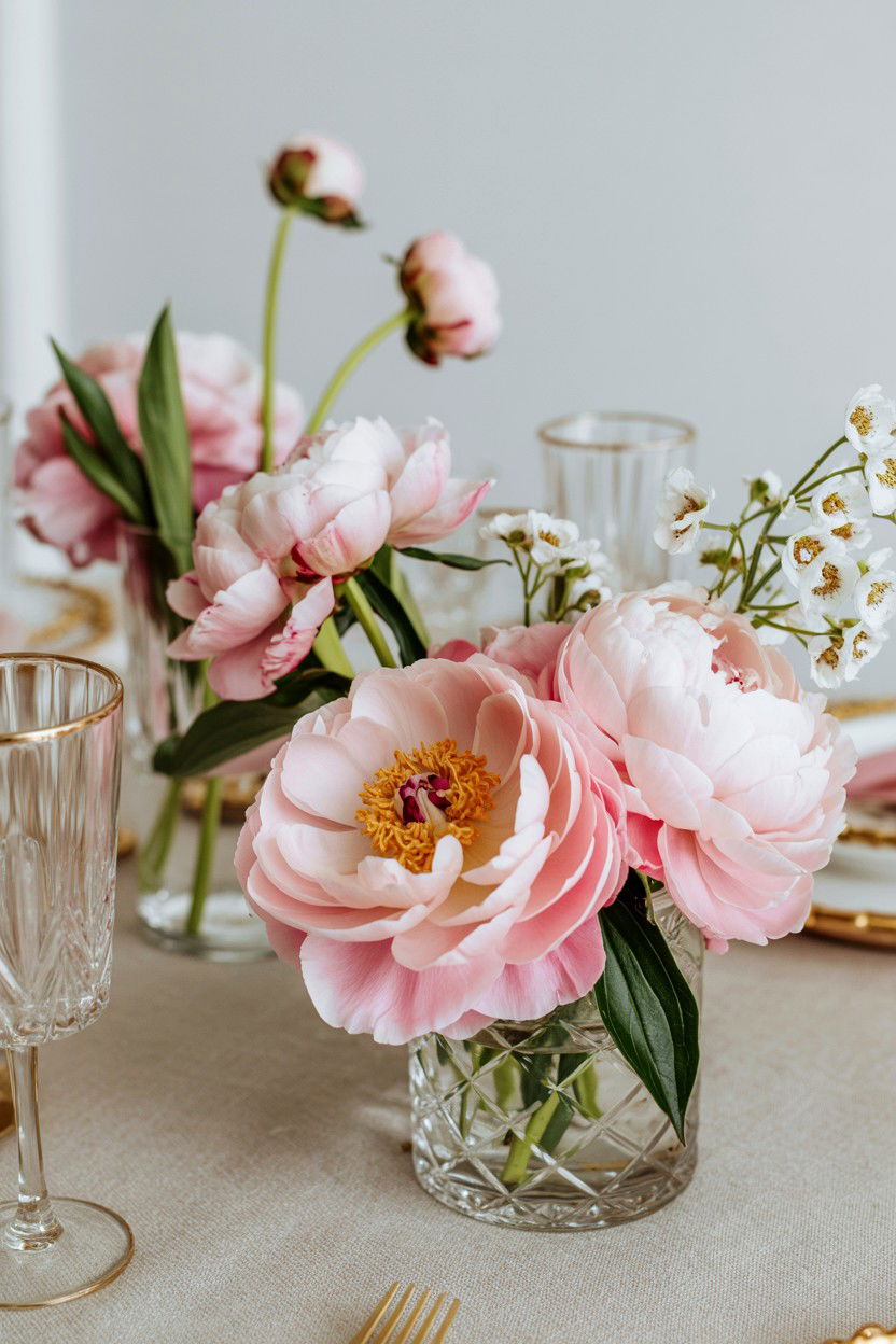 Pink Peony Centerpiece - 25 Valentine's Day Wedding Flower Ideas
