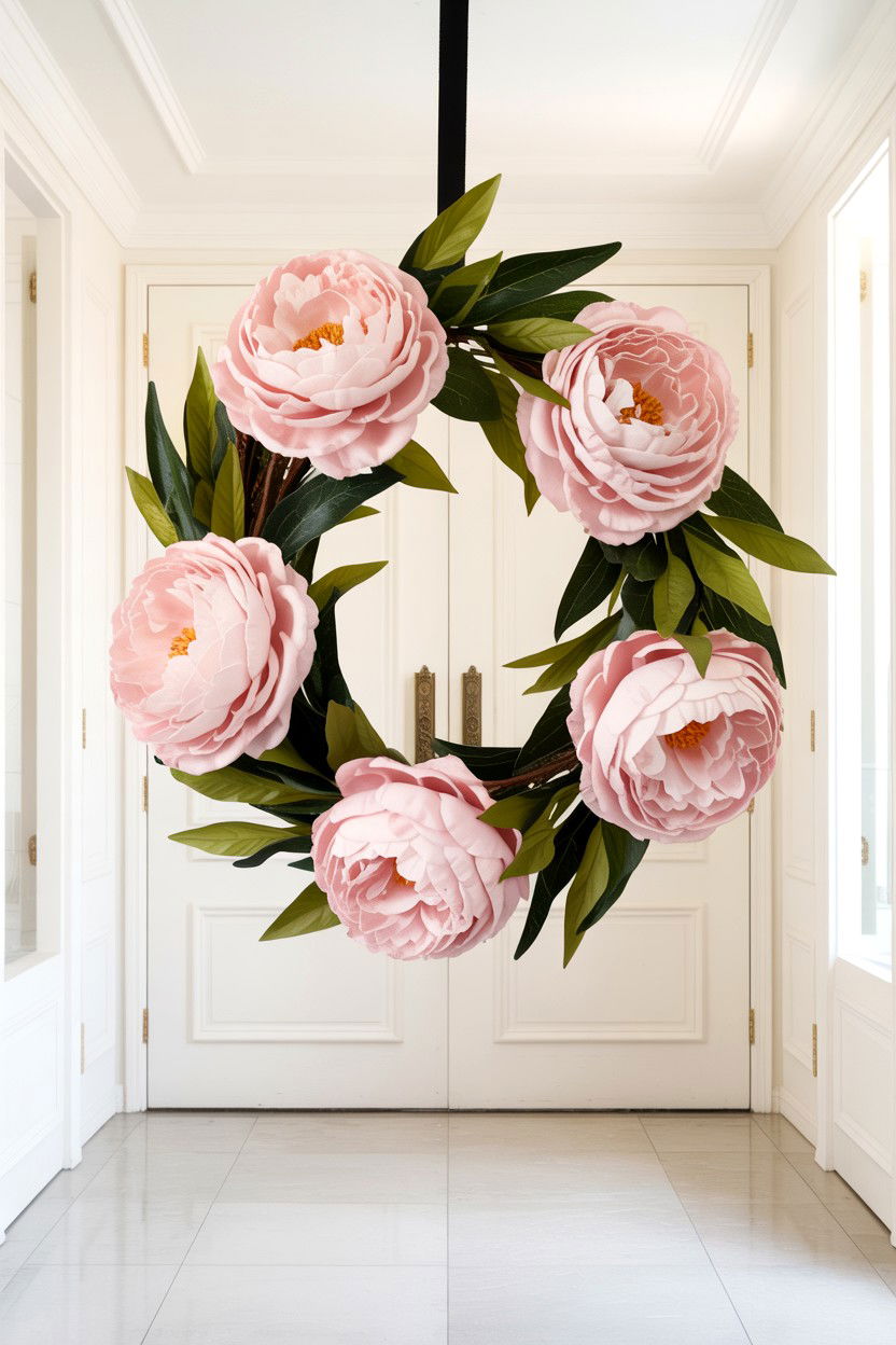Pink Peony - 25 Elegant Valentine's Day Wreath Ideas
