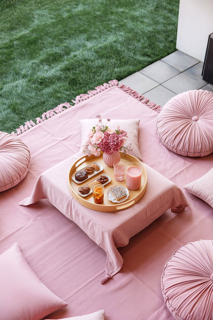 Pink Picnic Setup - 25 Valentine's Day Patio Decorating Ideas