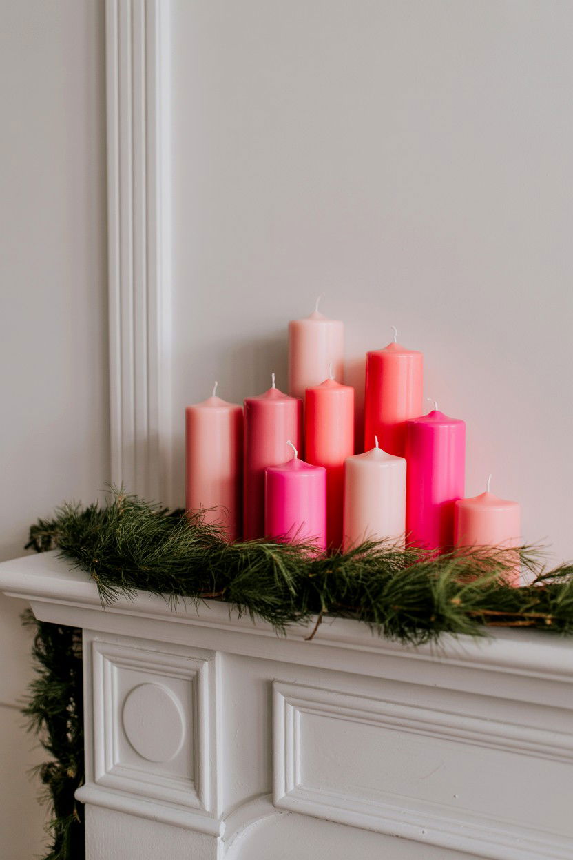 Pink Pillar Candle - 25 Valentine's Day Candle Ideas