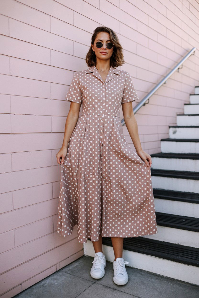 Pink Polka Dot Dress - 25 Valentine's Day Midi Dress Ideas