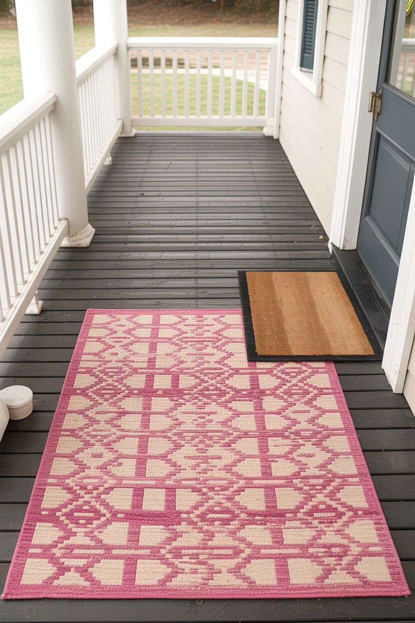 Pink Porch Rug - 25 Valentine's Day Front Porch Decor Ideas