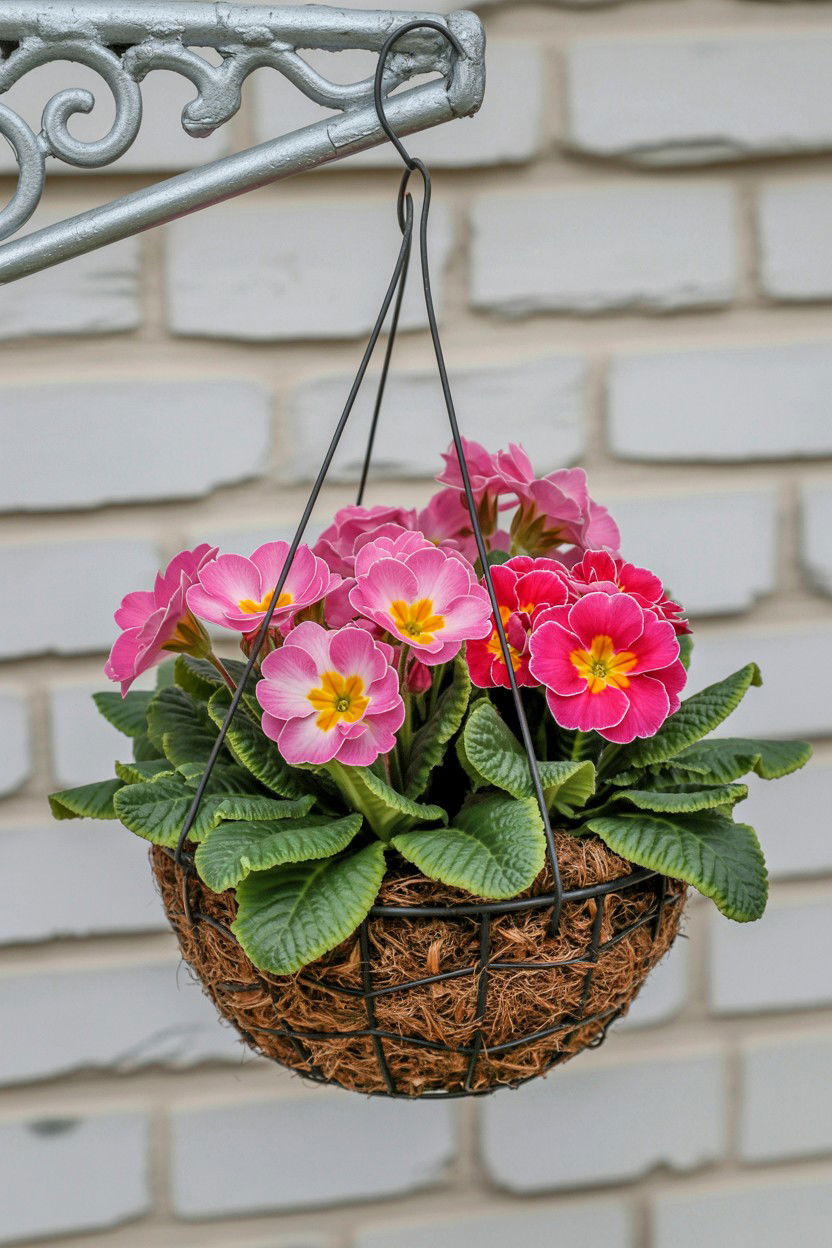 Pink Primrose Hanging Basket - 25 Valentine's Day Hanging Basket Ideas