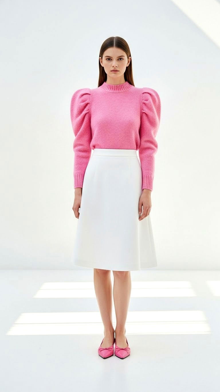 Pink Puff Sleeve Sweater - 25 valentine's day sweater ideas