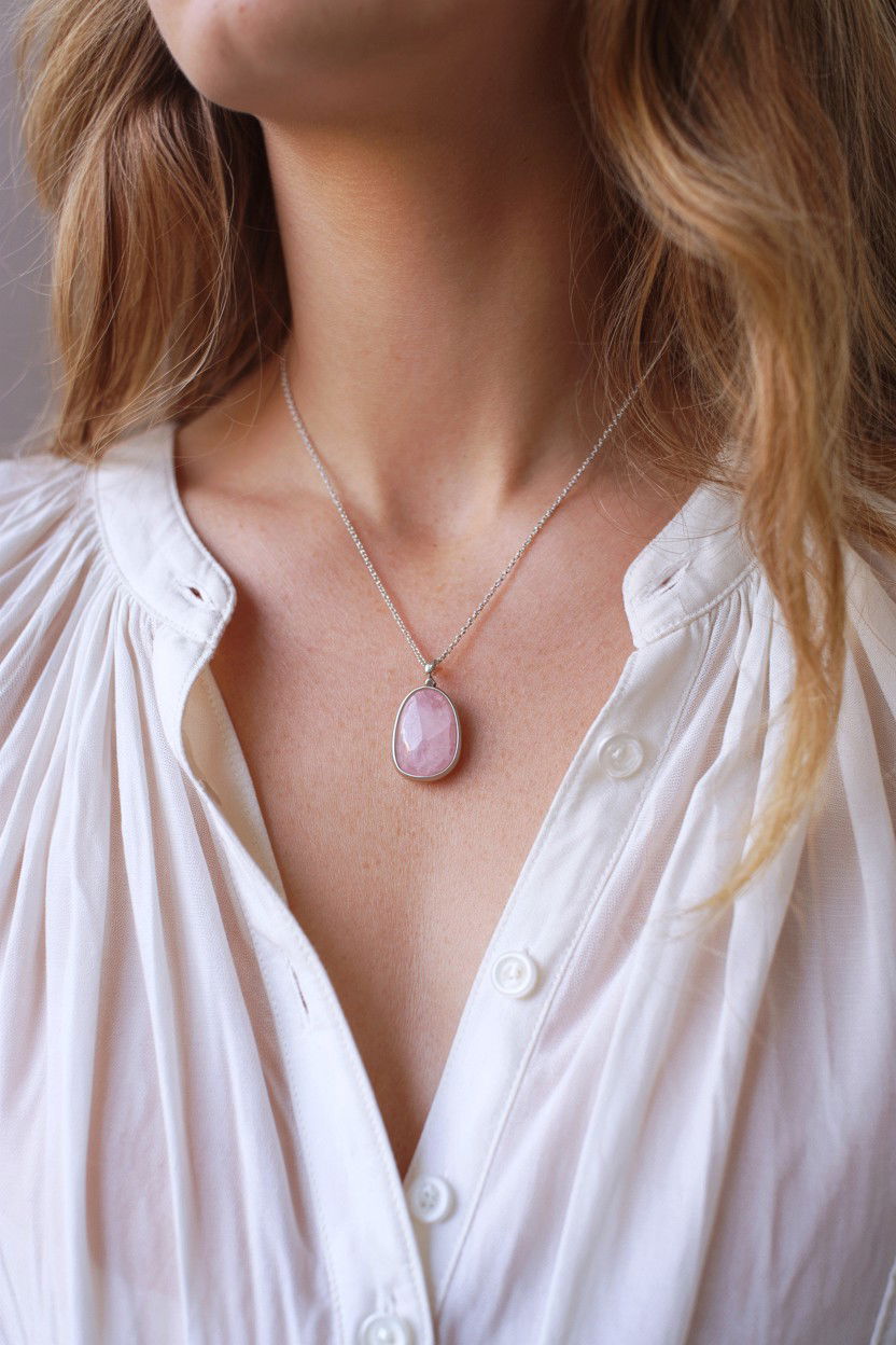 Pink Quartz Pendant - 25 Valentine's Day Necklace Ideas