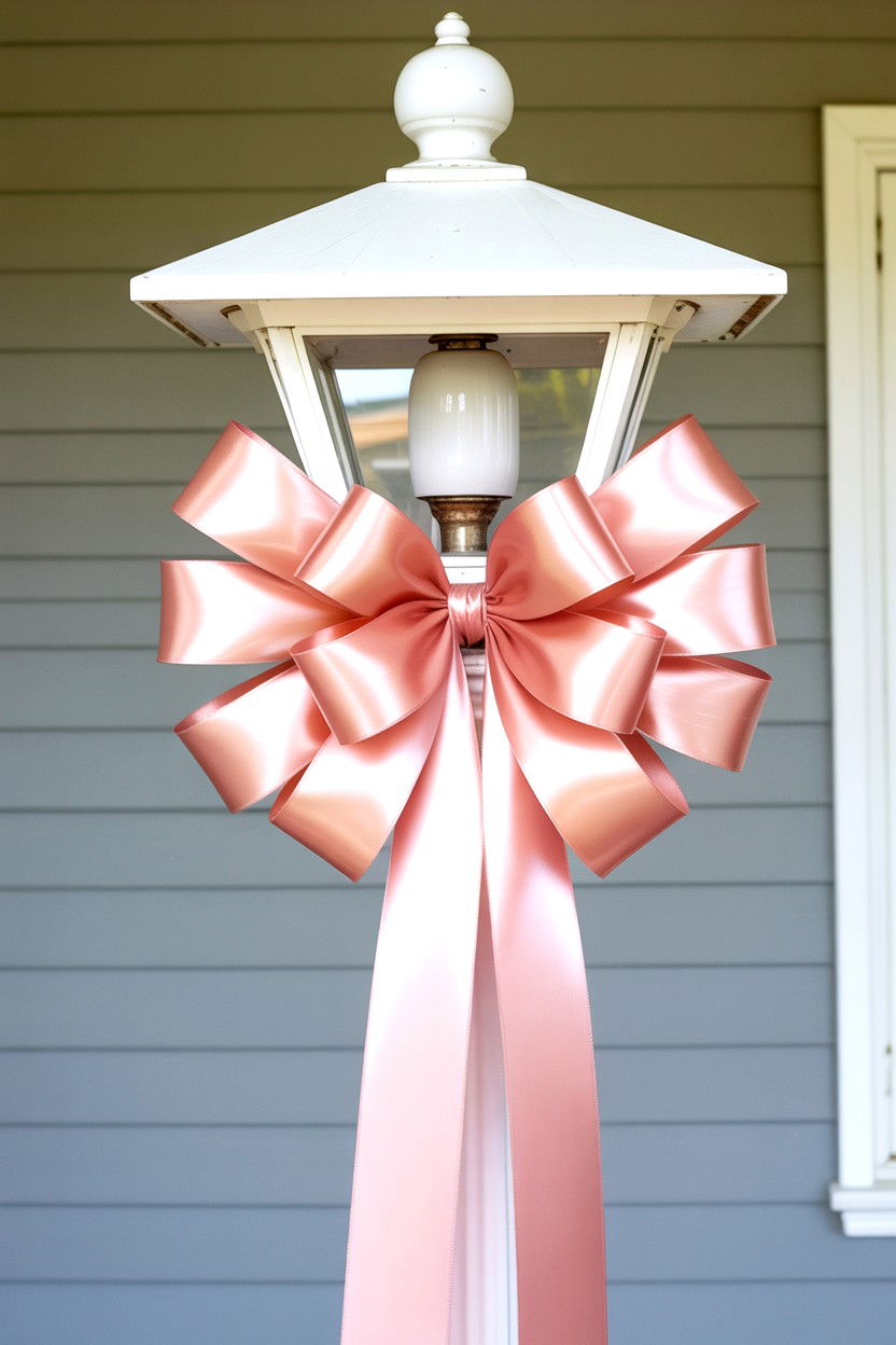 Pink Ribbon Bow - 25 Valentine's Day Front Porch Decor Ideas