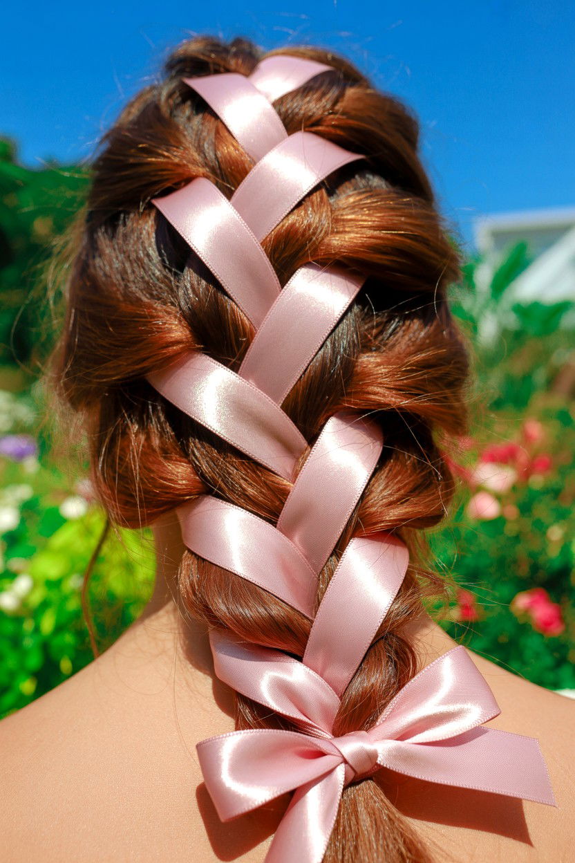 Pink Ribbon Braid - 25 Cute Valentine's Day Hair Ideas