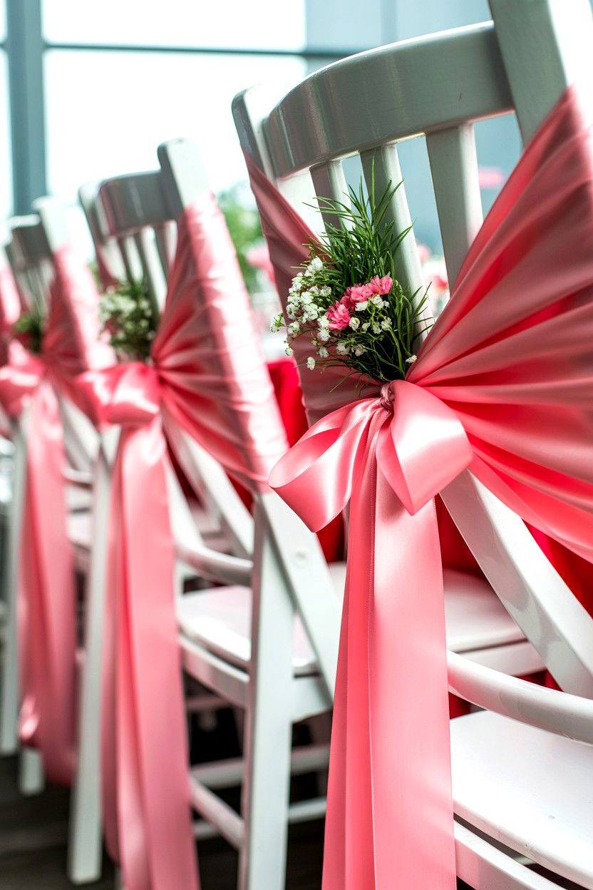 Pink Ribbon Chair Accents - 25 Valentine's Day Brunch Party Ideas