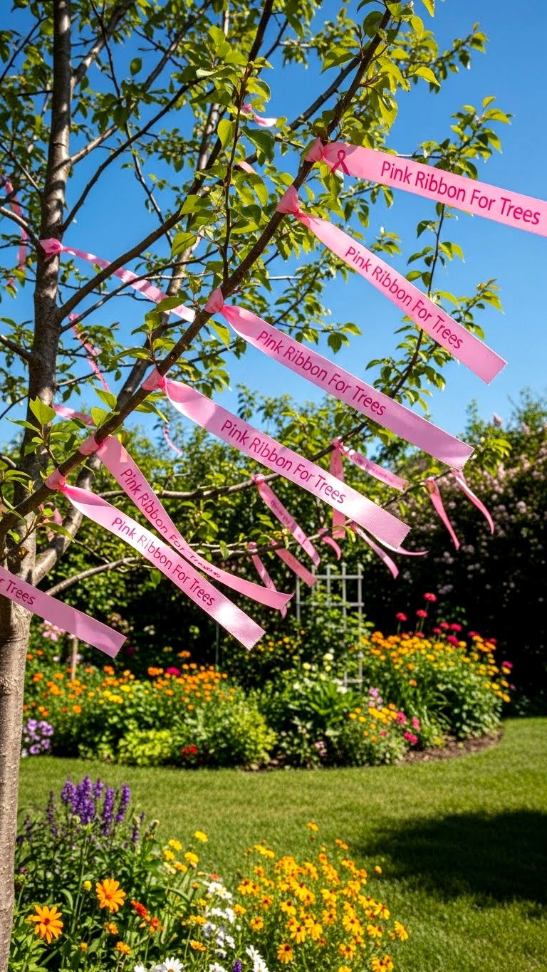 Pink Ribbon For Trees - 25 valentine's day outdoor decor ideas