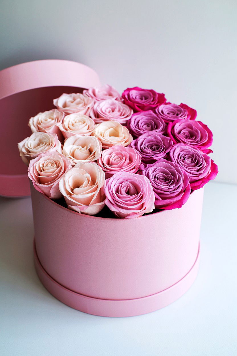 Pink Rose Box - 25 Valentine's Day Flower Box Ideas