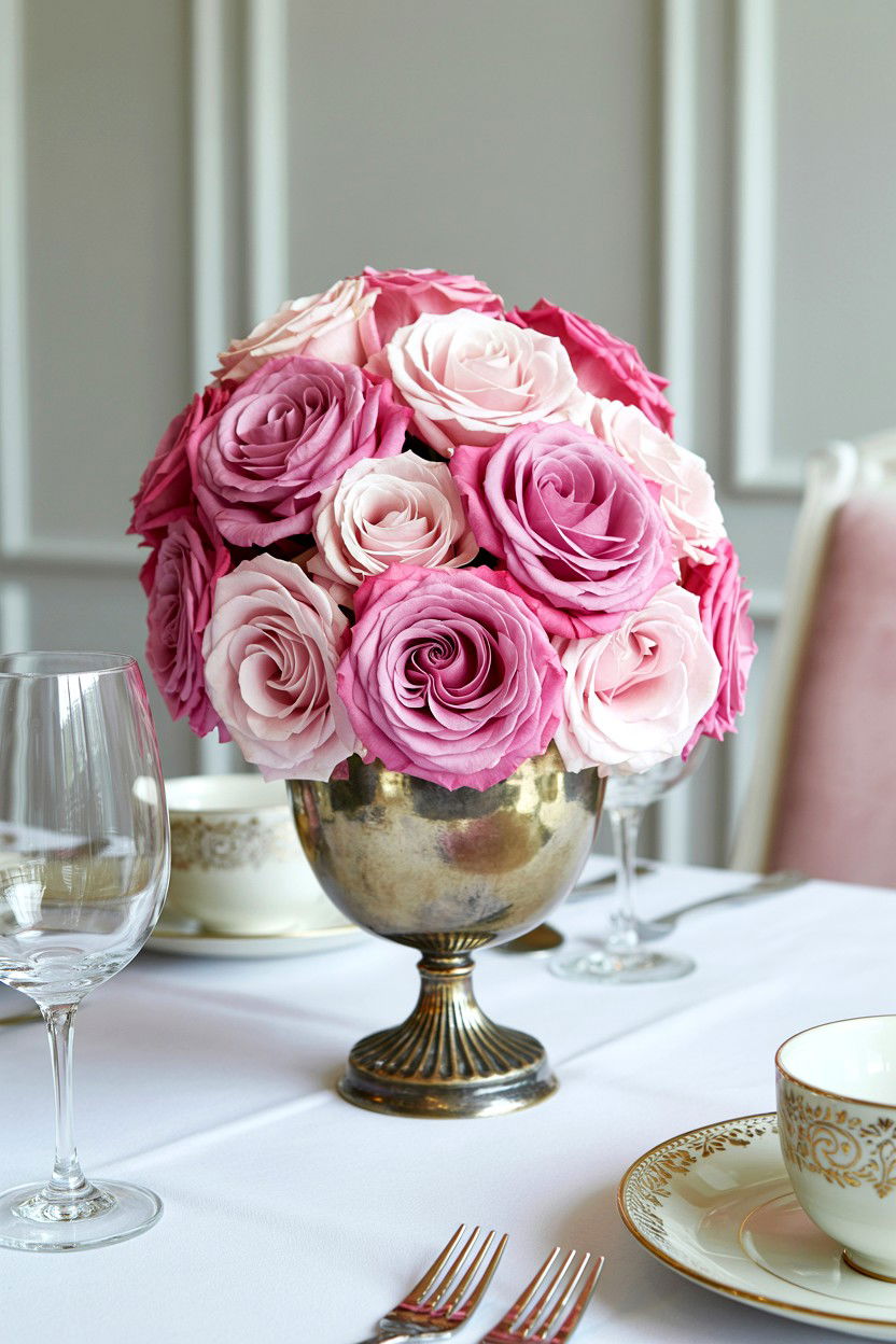 Pink Rose Centerpiece - 25 Valentine's Day Tea Party Ideas