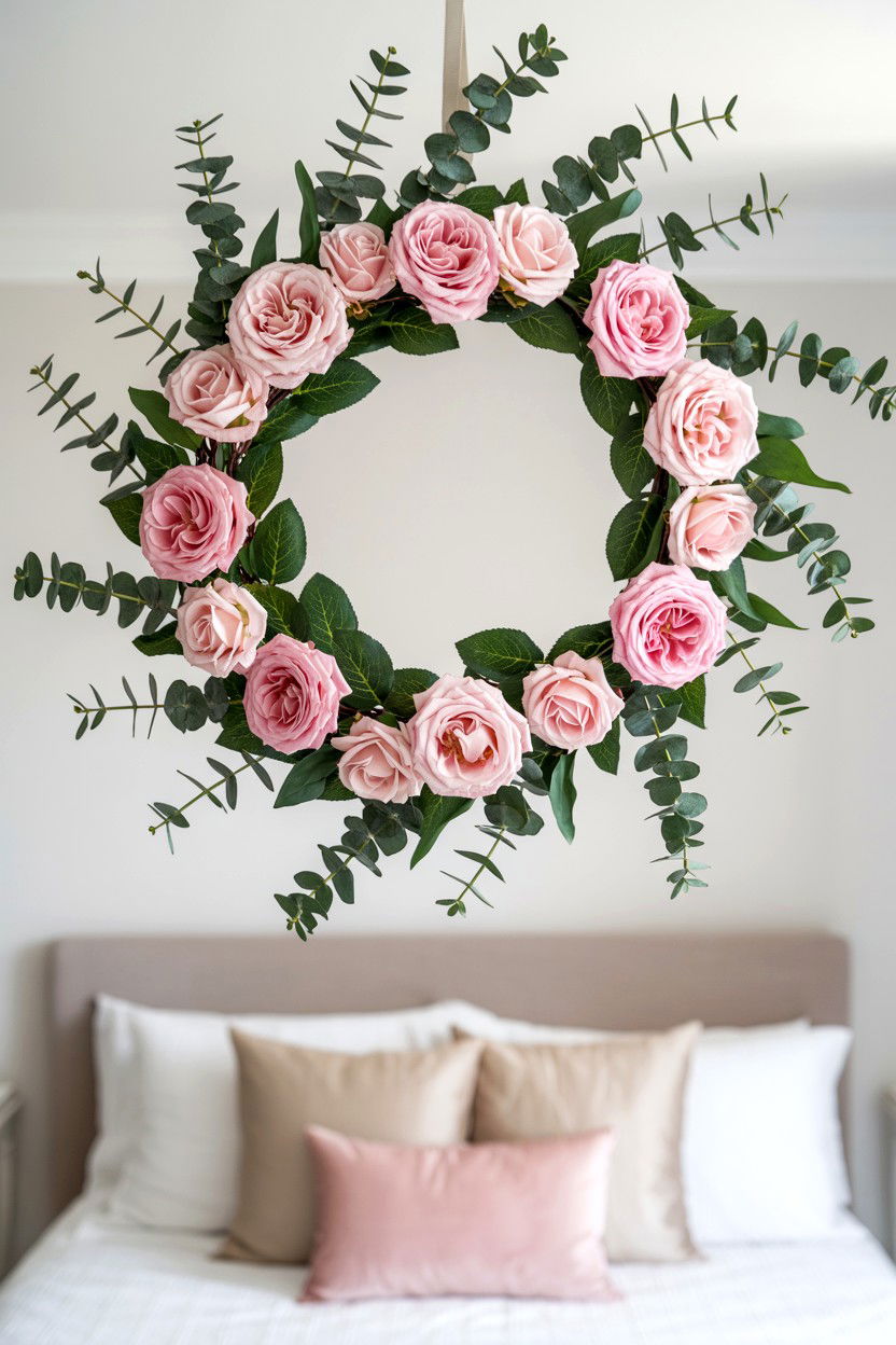 Pink Rose Eucalyptus Wreath - 25 Eucalyptus Valentine's Day Wreath Ideas