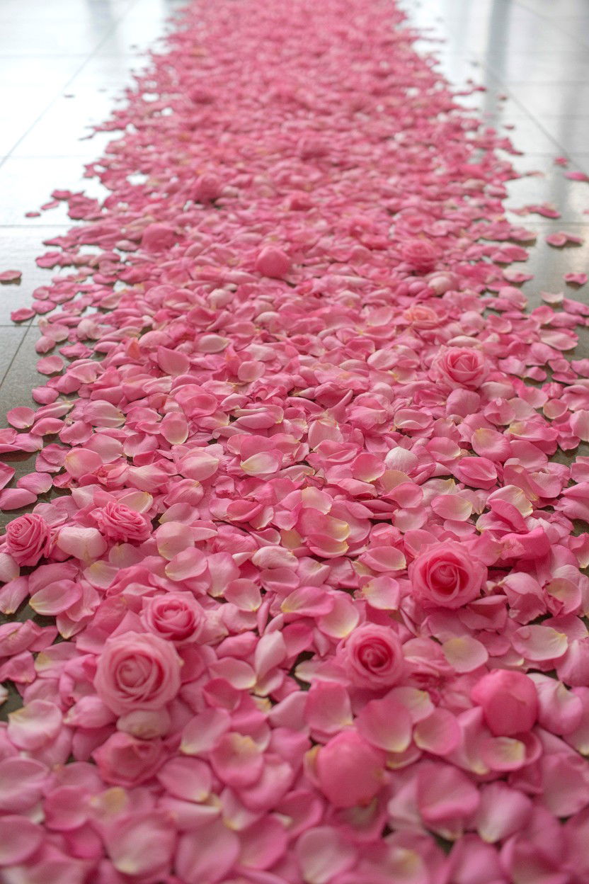 Pink Rose Petal Aisle - 25 Valentine's Day Engagement Party Ideas