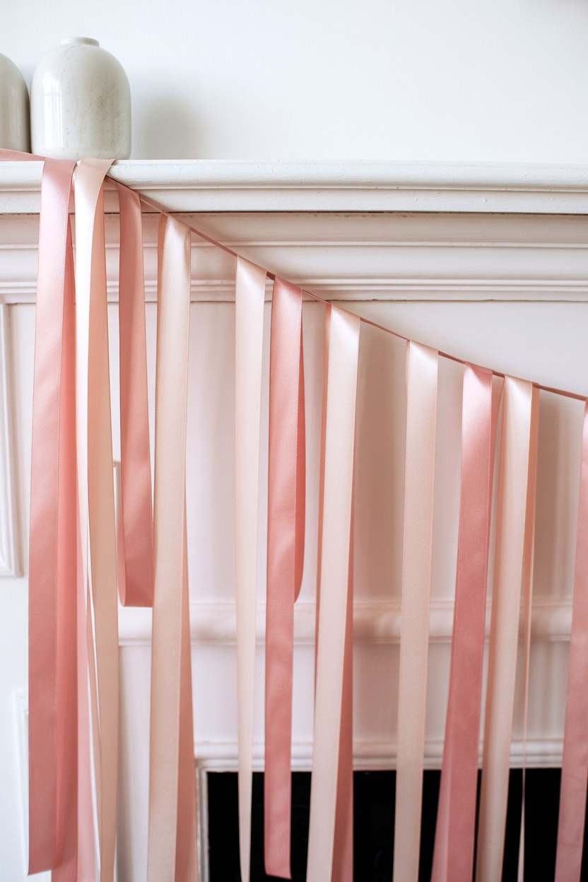 Pink Satin Ribbon Garland - 25 Valentine's Day Ribbon Ideas