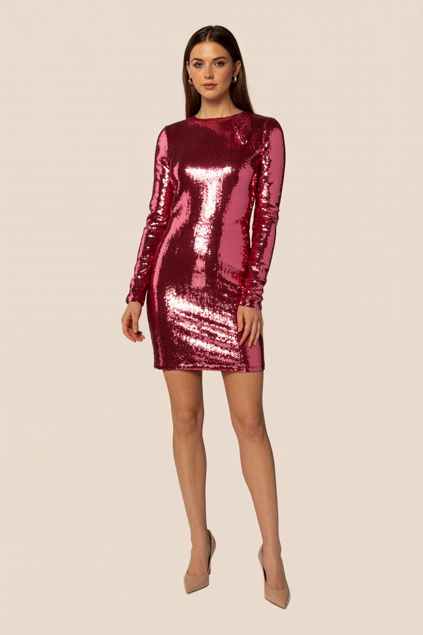 Pink Sequin Dress - 25 Valentine's Day Photo Outfit Ideas