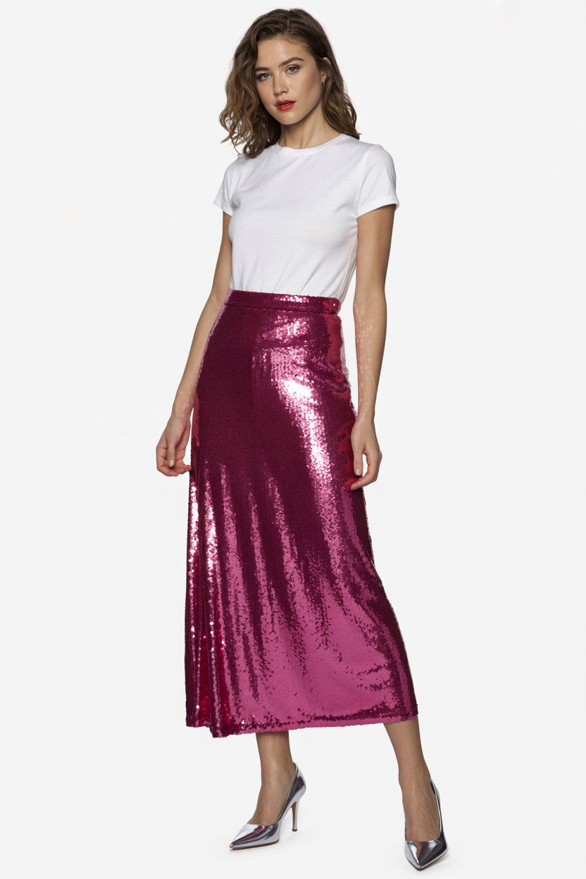 Pink Sequin Skirt - 25 Valentine's Day Skirt Outfits
