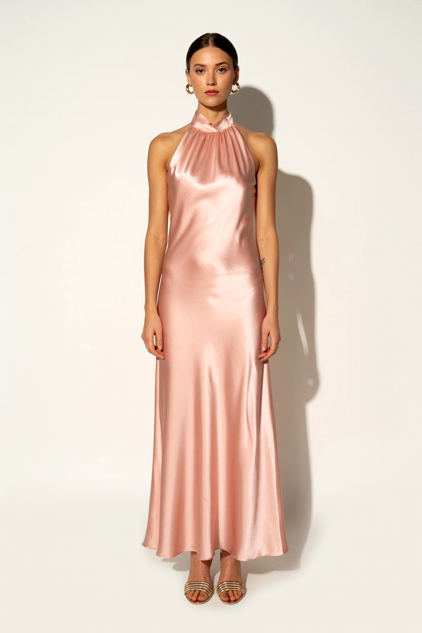 Pink Silk Maxi Dress - 25 Valentine's Day Maxi Dress Ideas