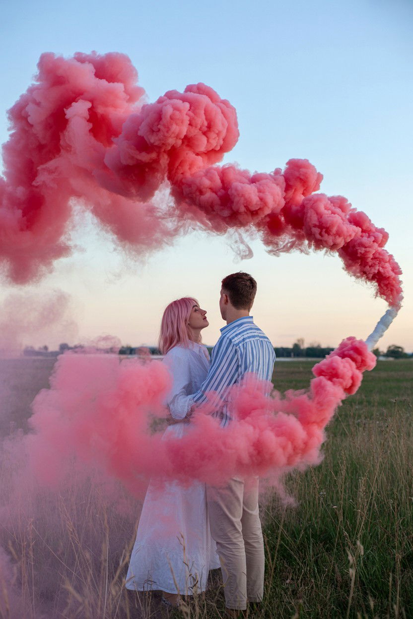 Pink Smoke Bomb - 25 Valentine's Day Wedding Photo Ideas