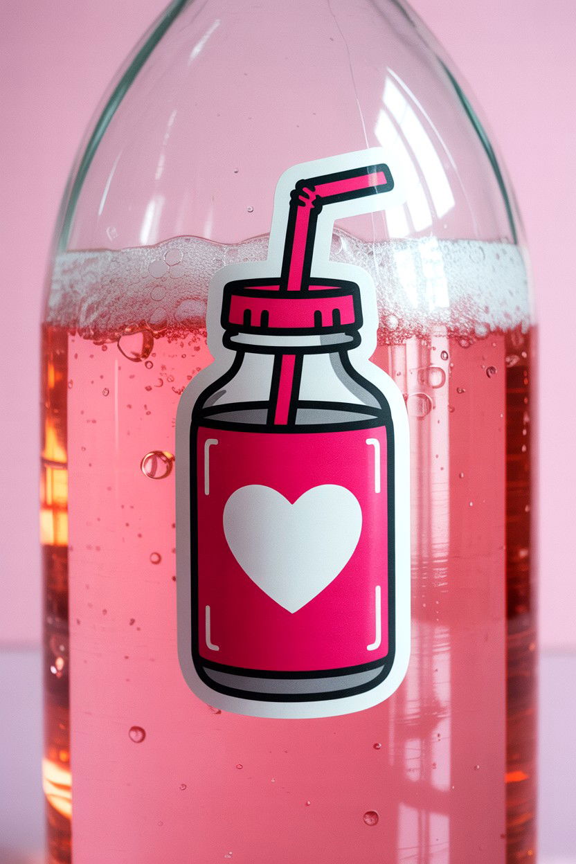 Pink Soda Bottle - 25 Valentine's Day Sticker Ideas