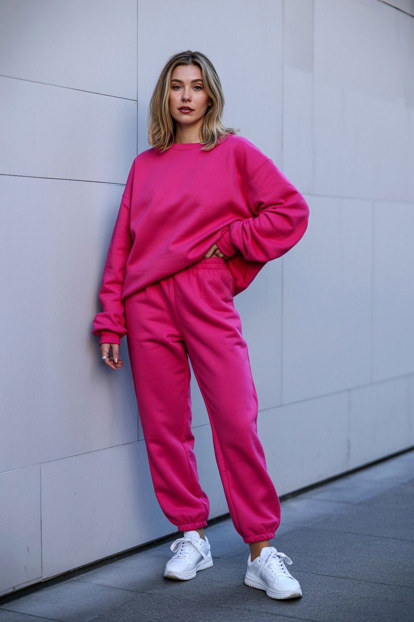 Pink Sweatshirt And Joggers - 25 Valentine's Day Matching Set Ideas