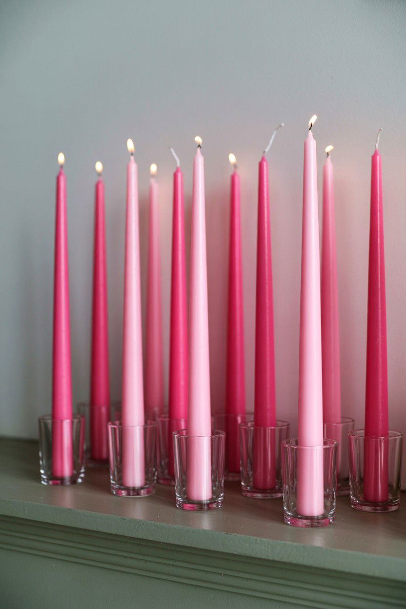 Pink Taper Candles - 25 Valentine's Day Home Decor Ideas