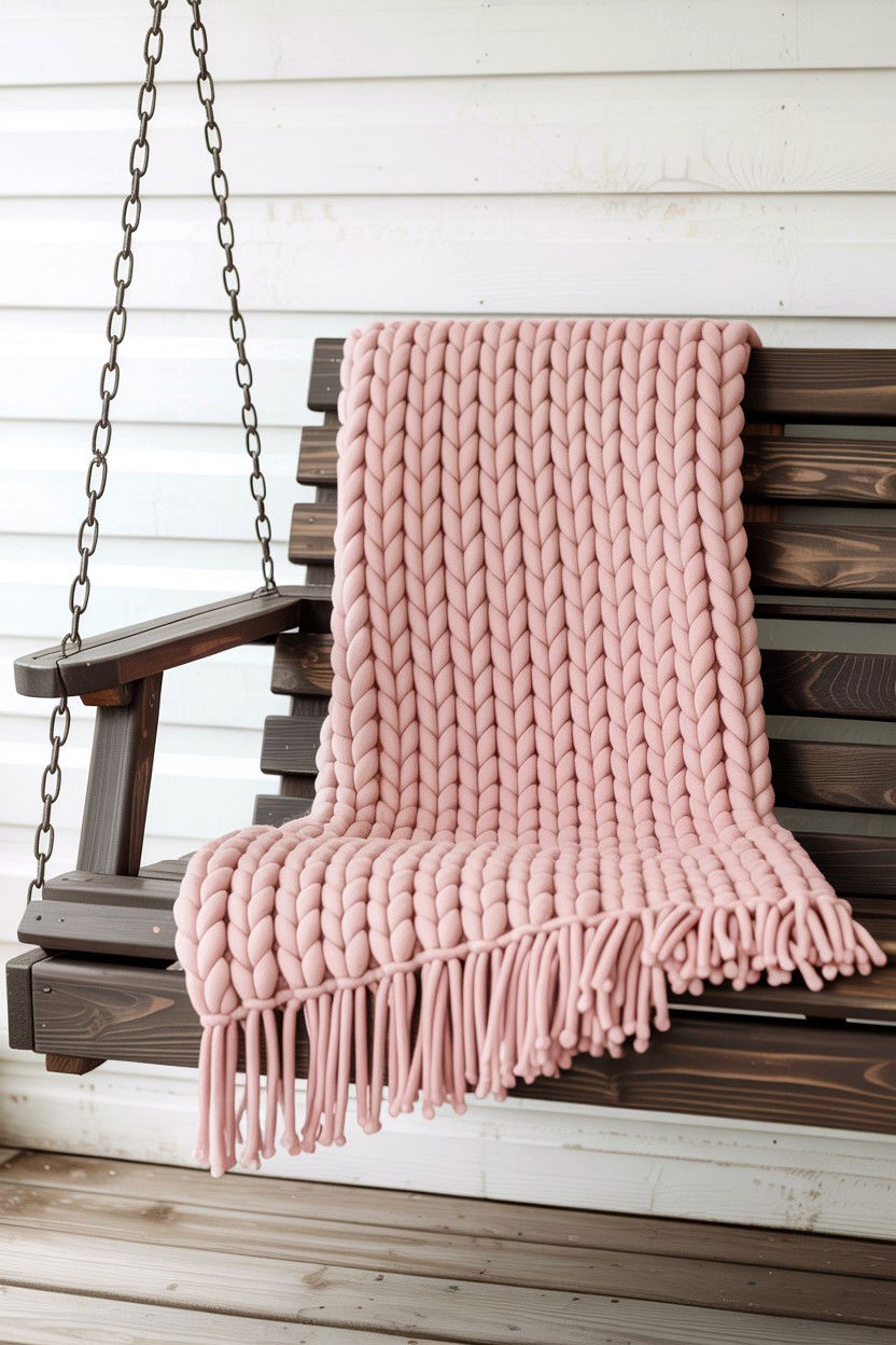 Pink Throw Blanket - 25 Valentine's Day Porch Swing Ideas