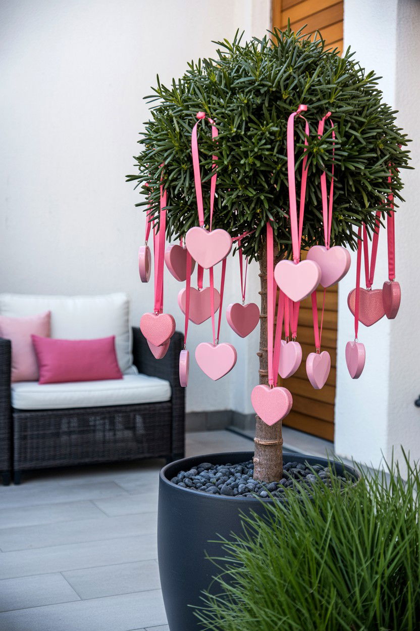 Pink Tree Decorations - 25 Valentine's Day Patio Decorating Ideas