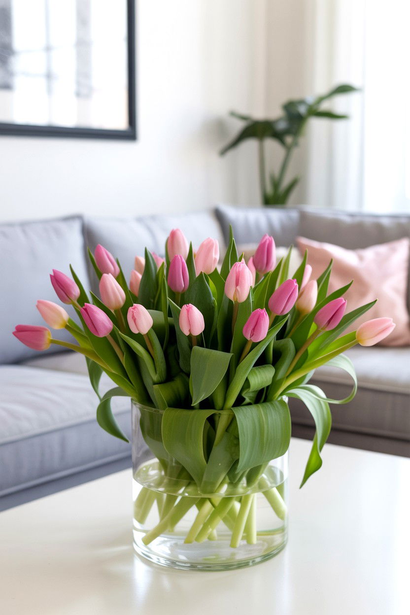 Pink Tulip Arrangement - 25 Valentine's Day Flower Gift Ideas