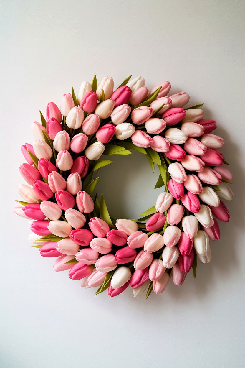 Pink Tulip Wreath - 25 Valentine's Day Wreath Ideas