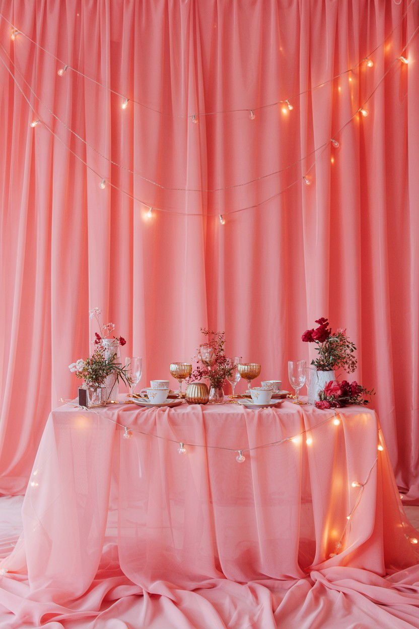 Pink Tulle Backdrop - 25 Valentine's Day Tea Ideas