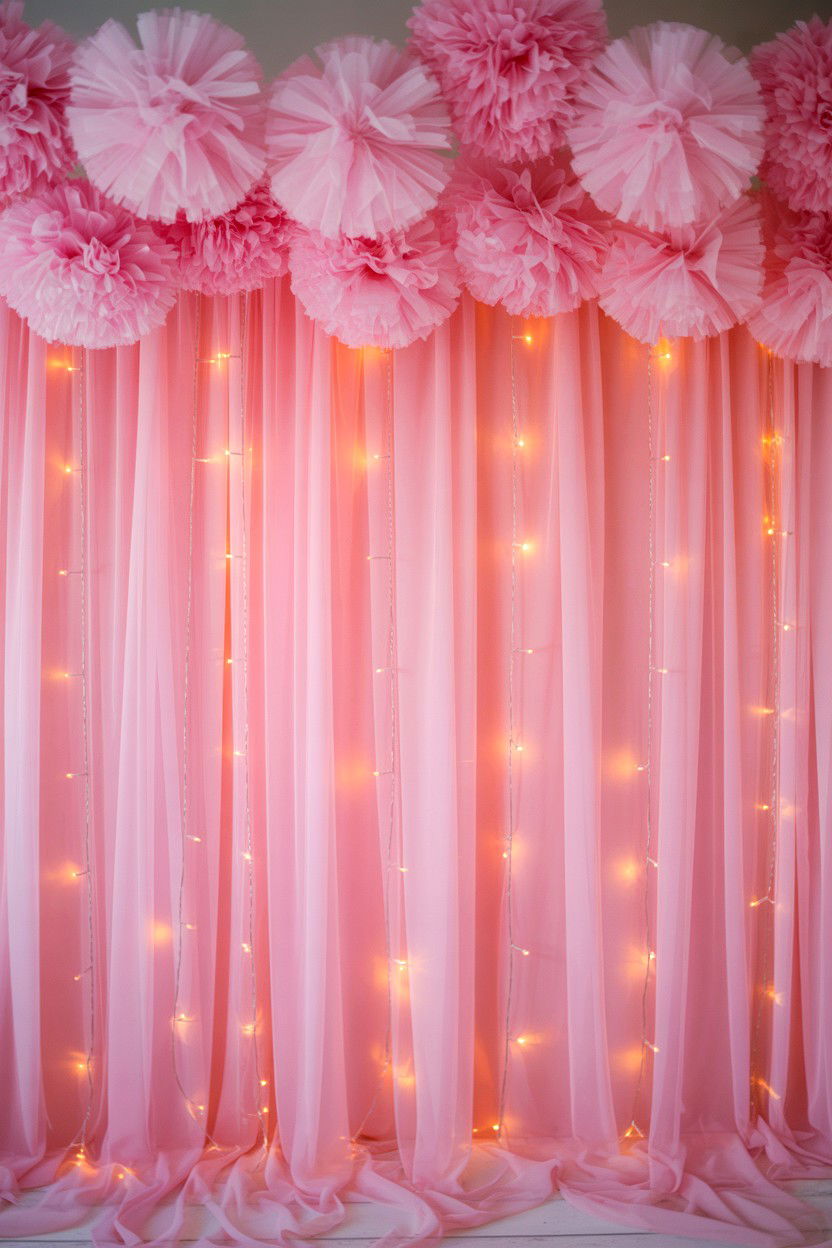 Pink Tulle Backdrop - 25 Valentine's Day Reception Ideas