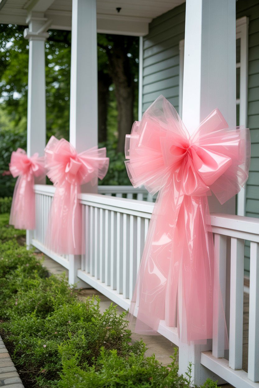 Pink Tulle Bows - 25 Valentine's Day Pathway Decoration Ideas
