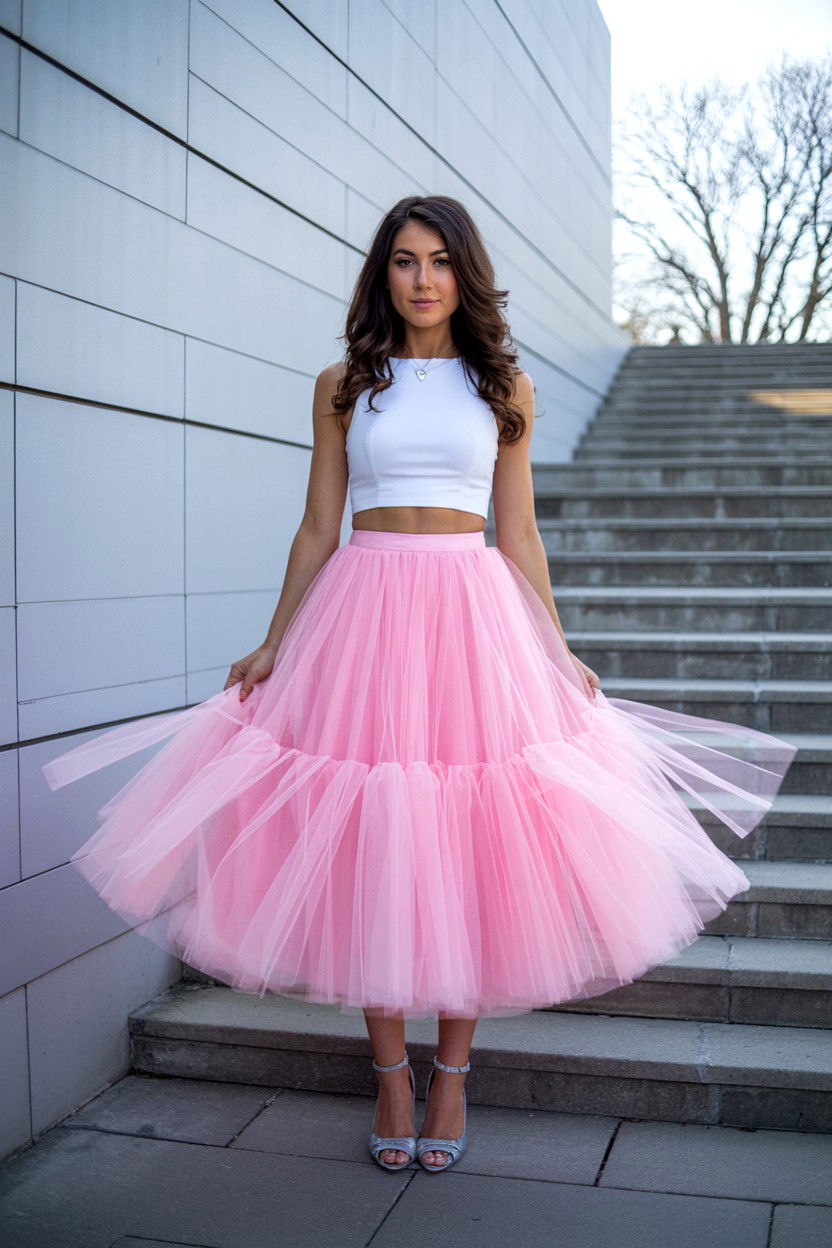 Pink Tulle Skirt - 25 Valentine's Day Photo Outfit Ideas