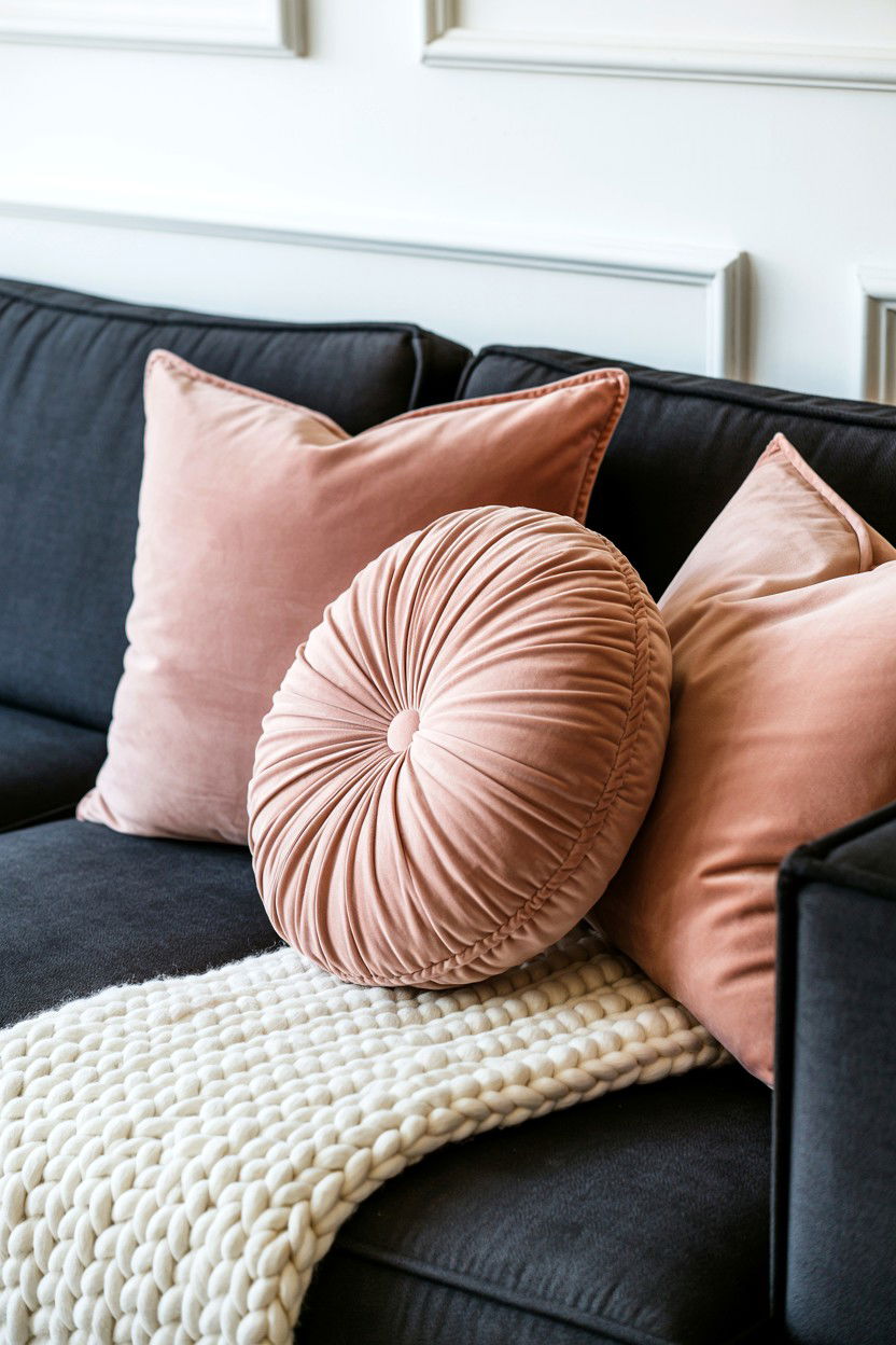 Pink Velvet Pillows - 25 Modern Valentine's Day Decor Ideas