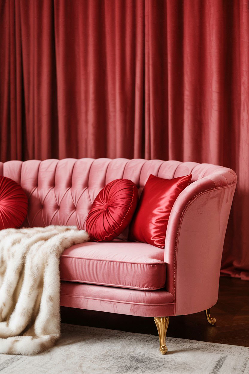Pink Velvet Sofa - 25 Valentine's Day Bachelorette Party Ideas