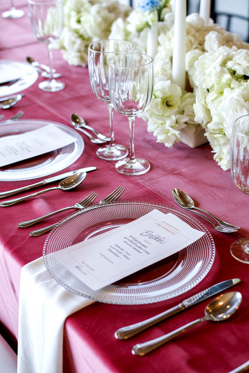 Pink Velvet Tablecloth - 25 Valentine's Day Party Table Ideas