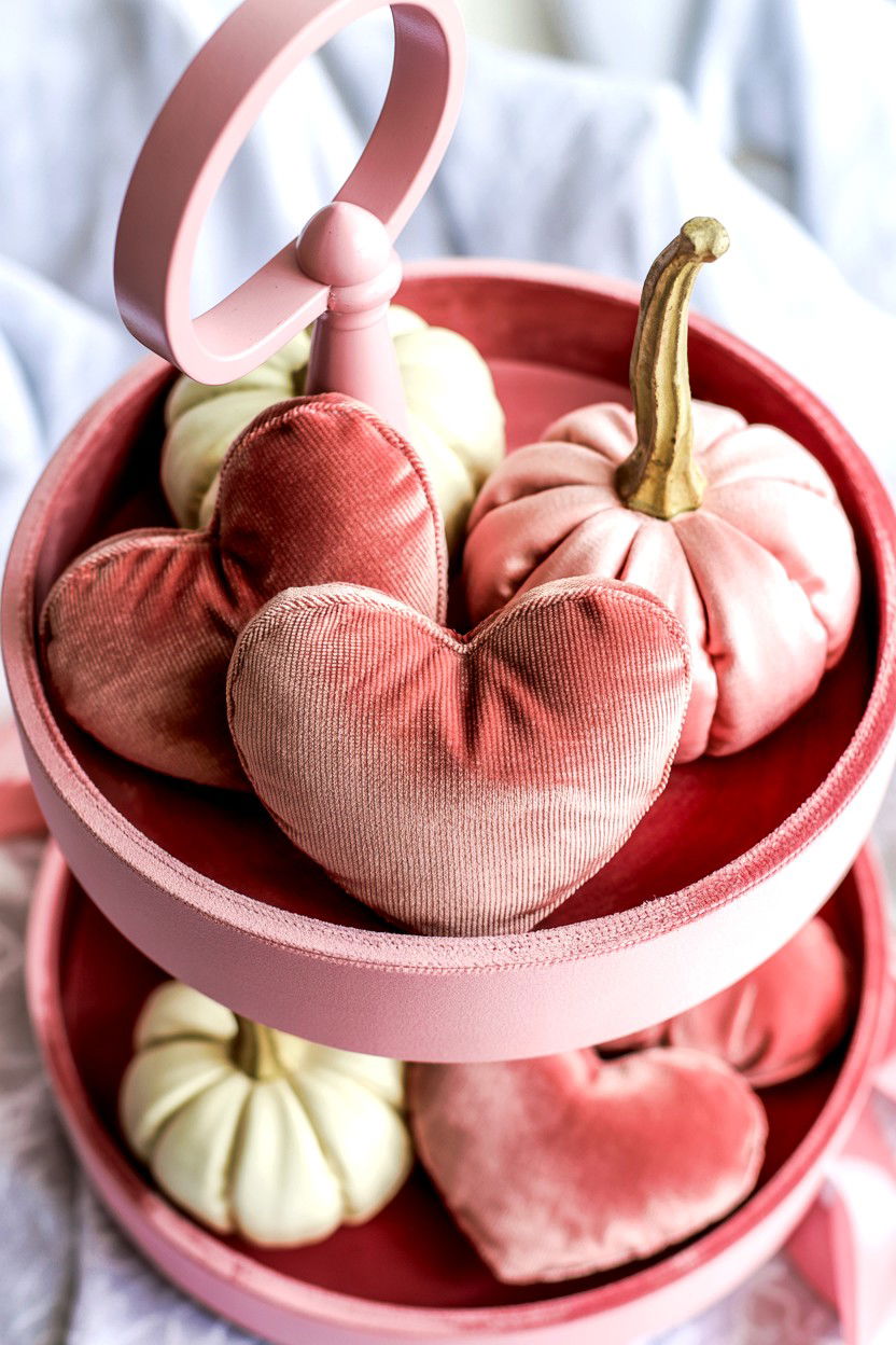 Pink Velvet Valentine Tiered Tray - 25 Pink Valentine's Day Tiered Tray Ideas