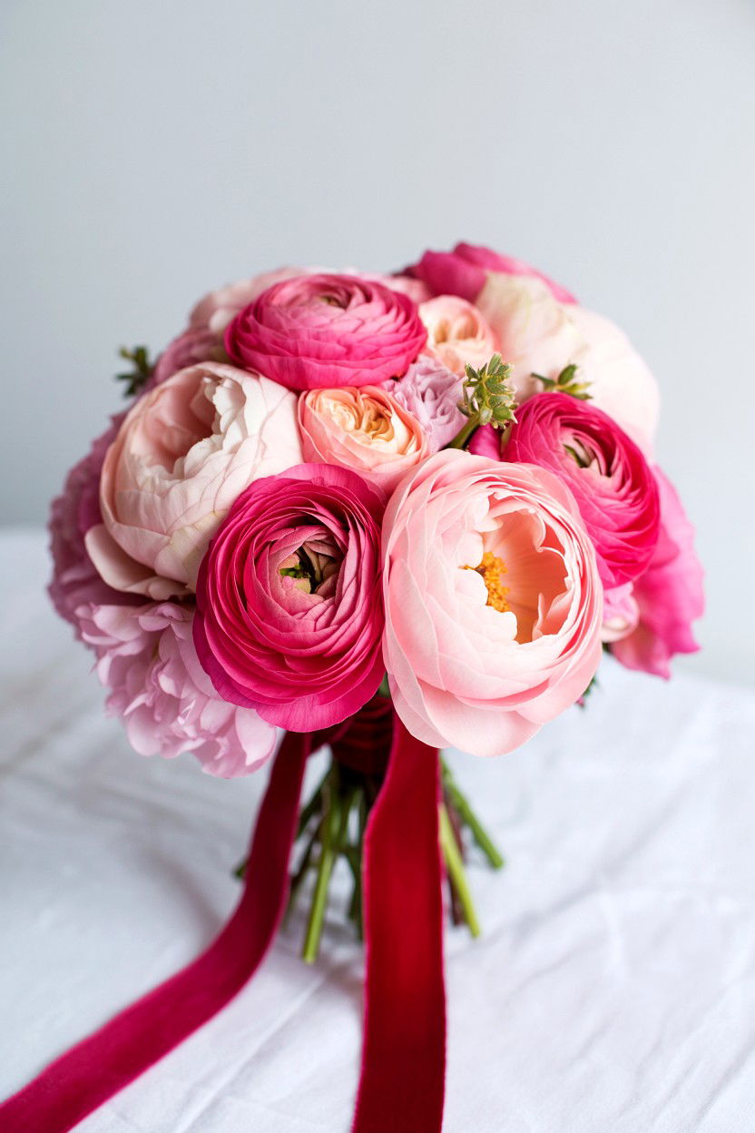 Pink Wedding Bouquet - 25 Valentine's Day Wedding Photo Ideas