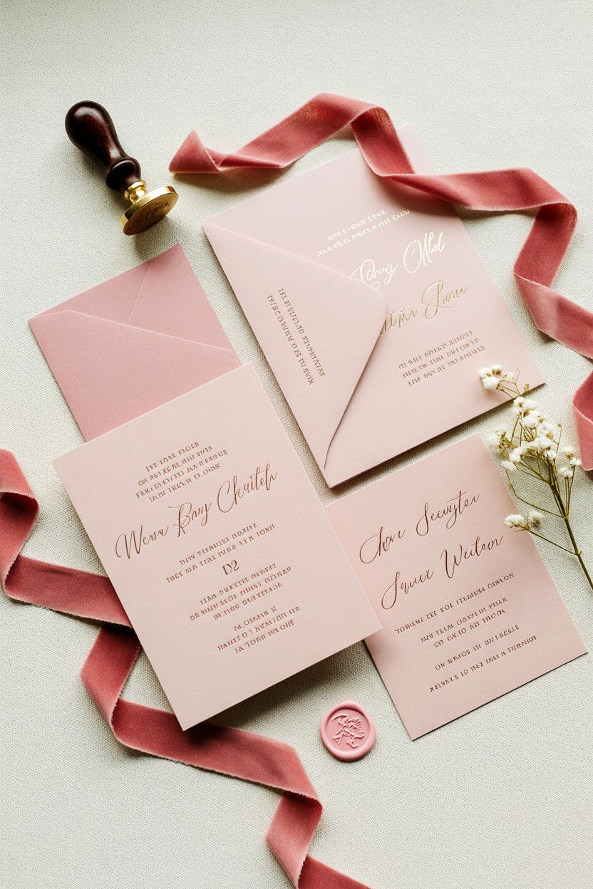 Pink Wedding Invitation Suite - 25 Valentine's Day Wedding Photo Ideas