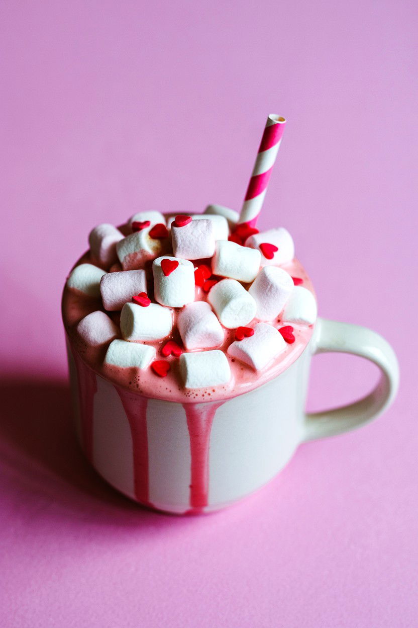 Pink White Hot Chocolate - 25 Valentine's Day Hot Chocolate Recipes