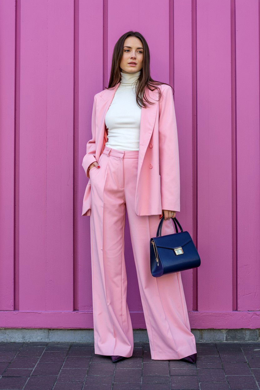 Pink Wide Leg Pants - 25 Valentine's Day Work Outfits